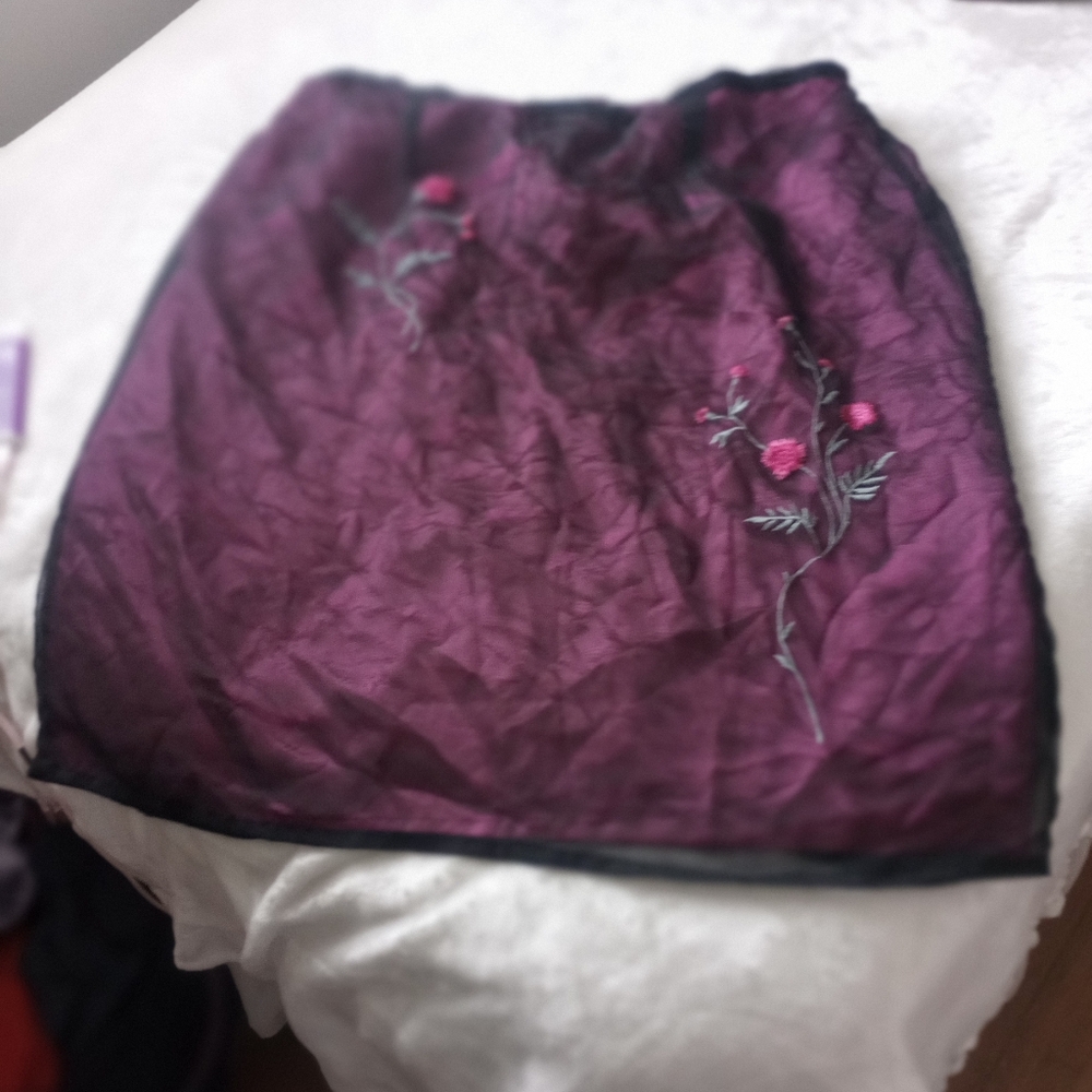Floral Embroidered Skirt - Purple and Pink Kathy Lee collection plus size